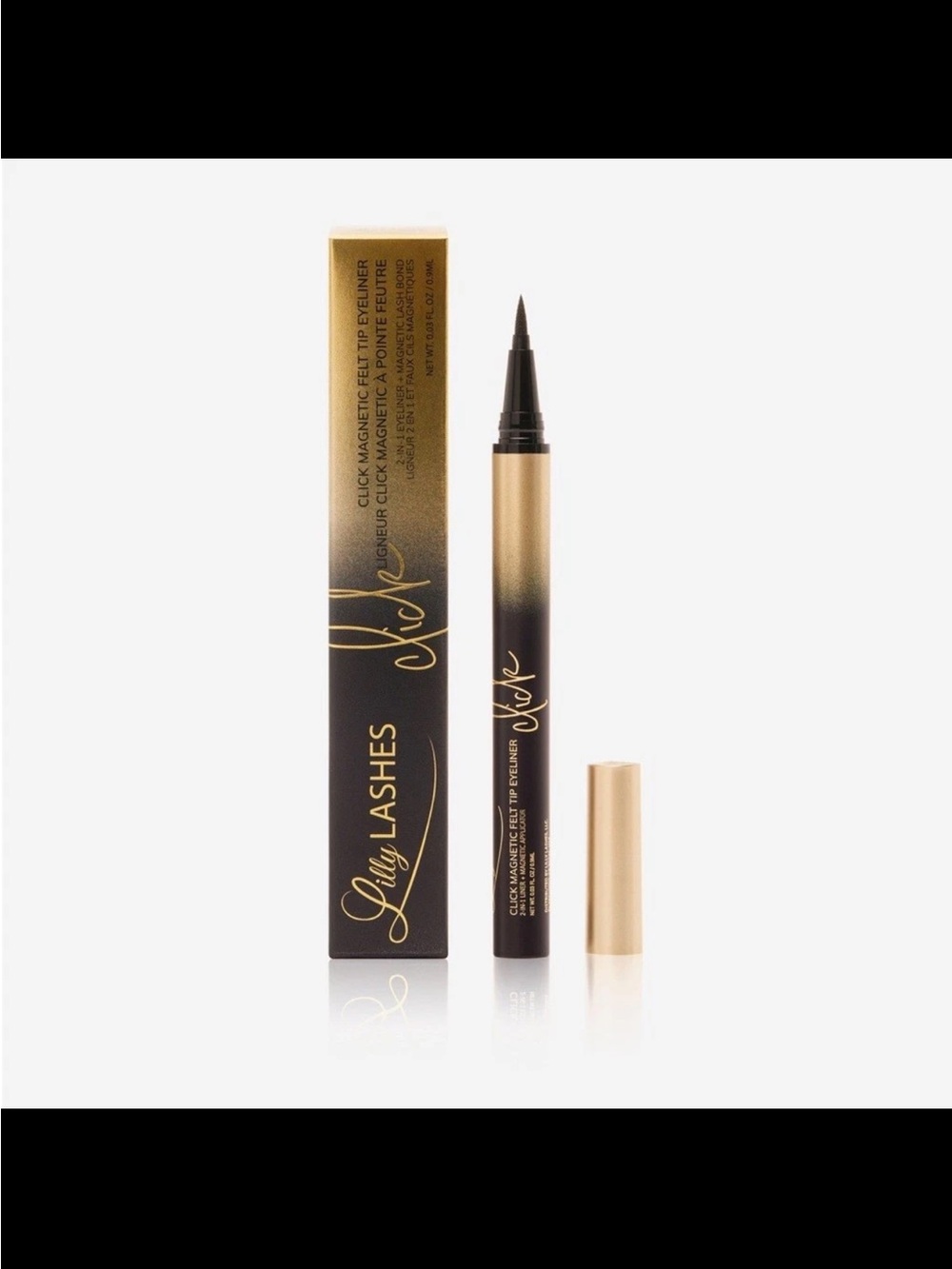 Lilly Lashes Click Magnetic Felt Tip Eyeliner – Black & Gold Gradient Pen